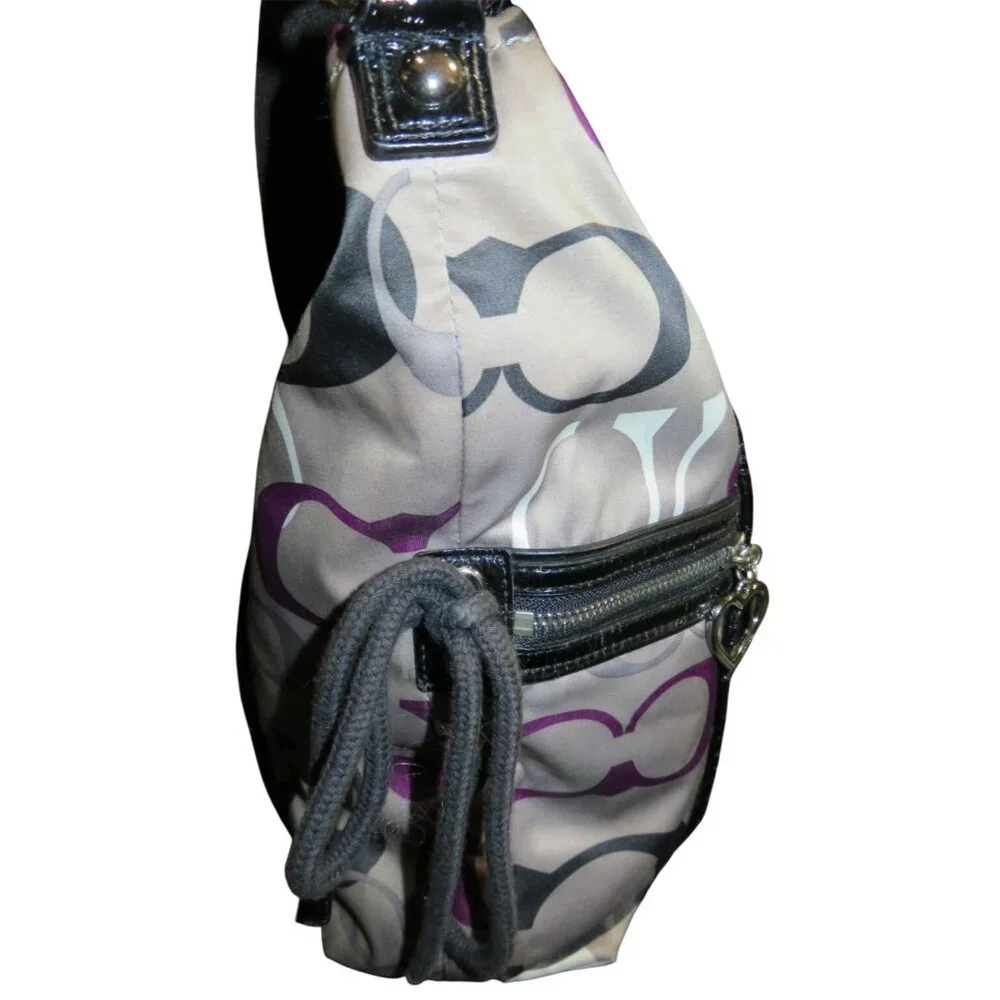 Coach Poppy Purple OP Art C Logo Signature Graffiti Glam Handbag